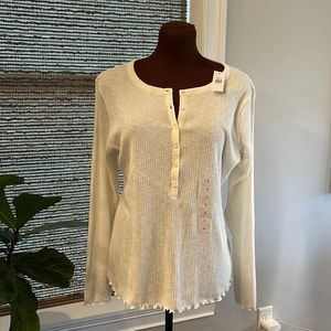 Old Navy Off White Ribbed Top Size Large NWT
